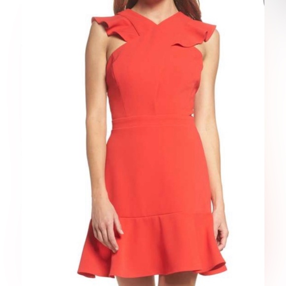 Chelsea Red Ruffle Dress - Vibrant Red size XS - Picture 1 of 6